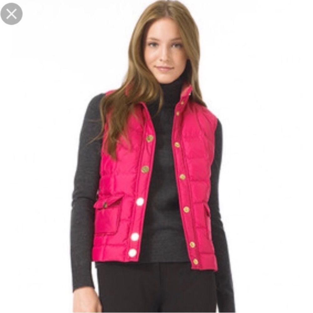 Tory Burch hot pink quilted vest